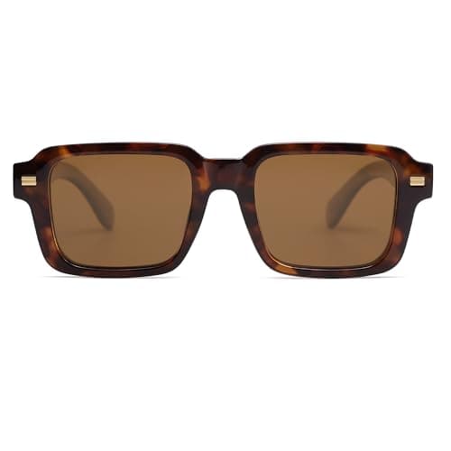 SOJOS Big Trendy Square Polarized Sunglasses Womens Mens, Retro Large Chunky Oversized Rectangle Shades SJ2345, Brown Tortoise/Brown