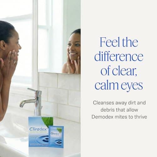 Cliradex Towelettes - Natural Face, Eyelash & Eyelid Cleanser - Wipes for Demodex, Blepharitis, Mgd and Red Irritated Eye Lid - Tea Tree Oil Extract.