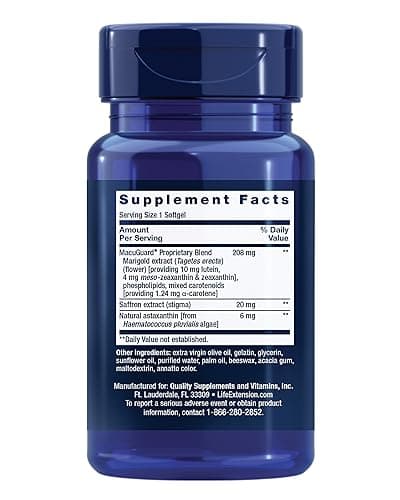 Life Extension MacuGuard Ocular Support with Saffron & Astaxanthin – Eye Health Supplement for Healthy Vision – with Lutein, zeaxanthin, Meso-zeaxanthin – Gluten-Free, Non-GMO – 60 softgels