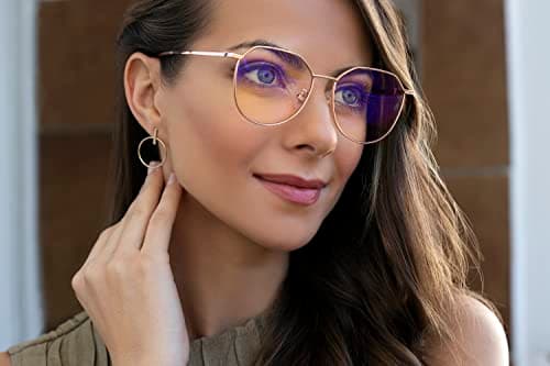 Prospek ERA Oversized Blue Light Blocking Glasses - Clear Lens for Office & Meetings - Daytime Computer Gaming Eyewear 9am-6pm - Reduce Eye Strain Headaches - Professional Style Women