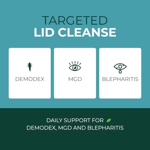 Demodex Eyelid Cleanser Foam | Extra Strength Tea Tree Oil Formula | Daily Face Wash For Eyelash, Demodex, MGD, Stye Eyes, Eye Irritations & Skin Dryness, 3.38 fl oz (100ml)