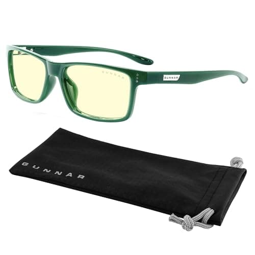 GUNNAR Gaming Glasses - Vertex Moss Amber Lens - Blue Light Blocking Relieve Dry Eye