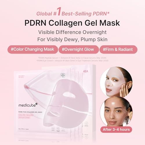 medicube Jelly Gel Mask with Salmon DNA PDRN Pink Collagen | Overnight Face Mask for Glass Glow Skin | Elasticity, Hydrating, Firming and Moisturizing | Korean Skincare, 28g x 4ea