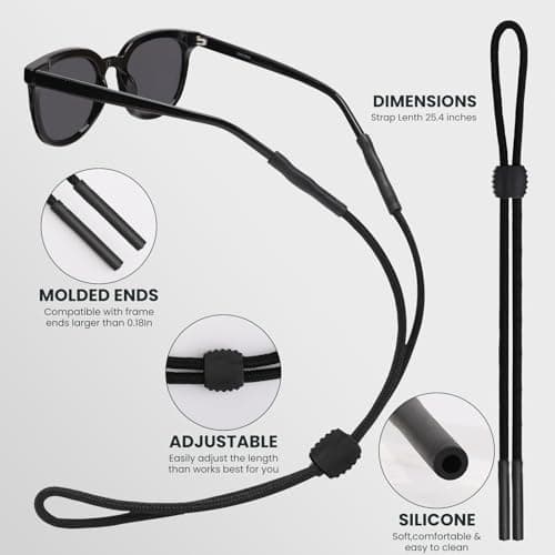 HEBEILF 3 Pcs Glasses Strap-Adjustable Eyeglass Holders for Men, Women, and Kids - Neck Eyewear Retainer, Sports Sunglasses Strap, Lanyard