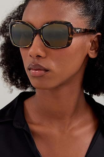 Maui Jim Women's Orchid Polarized Butterfly Sunglasses, Tortoise W/Peacock/Hcl Bronze Polarized, Medium Fit