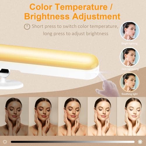 Benreom Wireless Vanity Lights for Mirror, Rechargeable Battery Operated Stick on Lamp, Adjustable Color Brightness & Angle Makeup Light, Cordless Magnetic LED Bar Renter Friendly Lighting Decor Gift