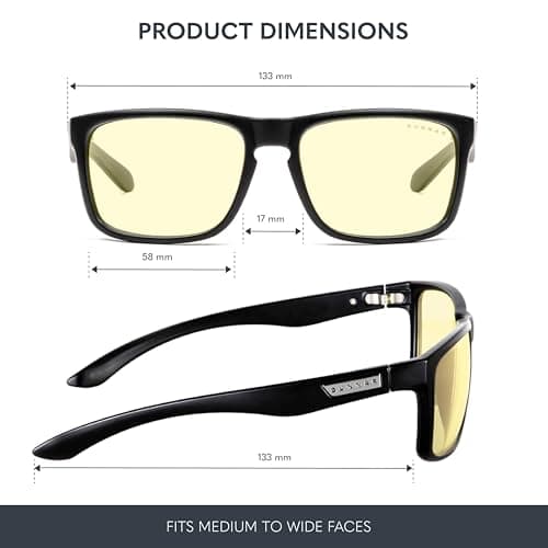 GUNNAR Gaming Glasses - Intercept Onyx Amber Lens - Blue Light Blocking Relieve Dry Eye