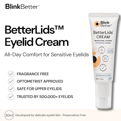BlinkBetter BetterLids Restore Eyelid Cream – Barrier Support to Hydrate, Soothe & Moisturise Dry, Itchy, Red & Sensitive Eyelids – Lightweight Daily Formula with 3% Oat & Ceramides, 1 fl oz