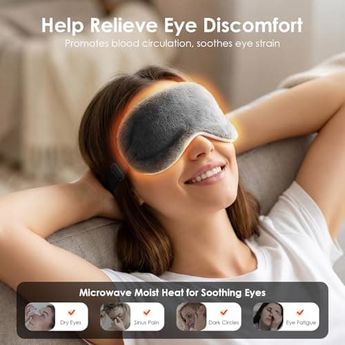 Heated Eye Mask for Dry Eyes, Steam Warm Compress for Stye Eye Treatment, Relieve, Hot Compress, Moist Heat Mask for Blepharitis (Gray)