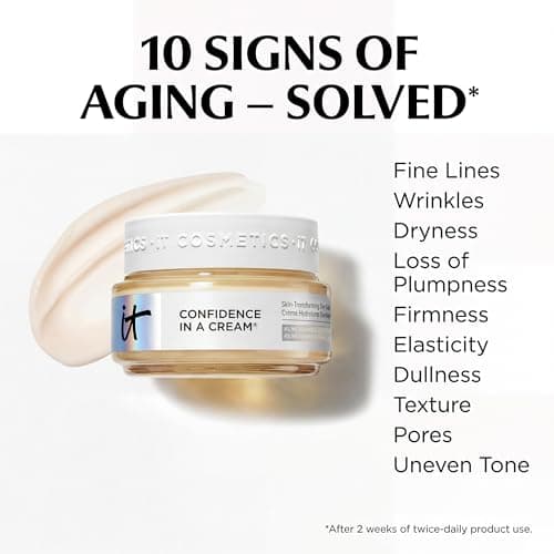 IT Cosmetics Confidence in a Cream Travel - Hydrating & Anti Aging Face Moisturizer, Visibly Reduces Fine Lines & Wrinkles, Up To 48H Hydration, Repairs Skin Barrier, Squalane & Ceramides - 0.5 fl oz