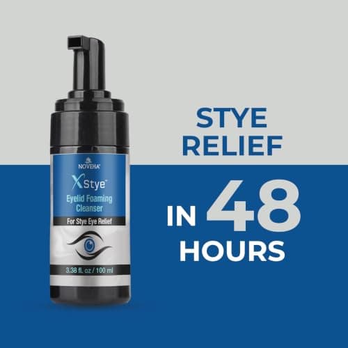 NOVEHA XStye Eyelid Foaming Cleanser - Fast Stye Eye Relief - Formula With Tea Tree Oil - Daily Eyelid and Eyelash Wash For Stye Eyes, Eyelash, & Skin Dryness (3.38 fl oz) - 100mL