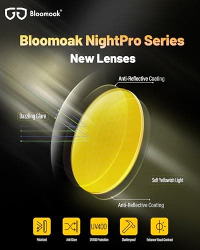 B BLOOMOAK Night Driving Glasses, Polarized Sports Night Vision Glasses - Anti Glare From Headlights,UV 400 Protection,Ultra Light(Yellow)