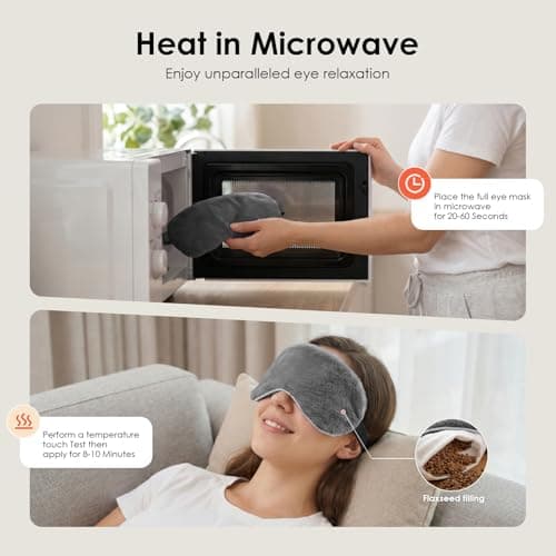 Heated Eye Mask for Dry Eyes, Steam Warm Compress for Stye Eye Treatment, Relieve, Hot Compress, Moist Heat Mask for Blepharitis (Gray)