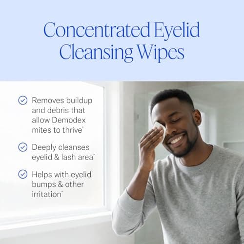 Cliradex Towelettes - Natural Face, Eyelash & Eyelid Cleanser - Wipes for Demodex, Blepharitis, Mgd and Red Irritated Eye Lid - Tea Tree Oil Extract.