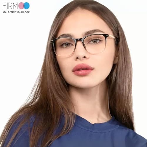 Firmoo Blue Light Blocking Glasses, TR90 Lightweight Square Frame with Metal Temples, Anti Eyestrain Computer Glasses for Women Men