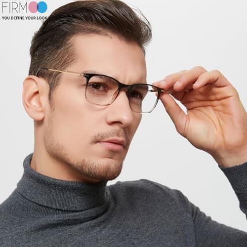 Firmoo Blue Light Blocking Glasses, TR90 Lightweight Square Frame with Metal Temples, Anti Eyestrain Computer Glasses for Women Men