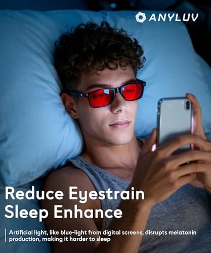 ANYLUV Blue Light Glasses for Sleep, 99.9% Blue Green Light Blocking with Red Lens, Red Glasses Eye Strain Relief Eye Protection