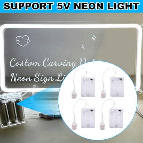 4pcs Battery Pack for 5V LED Neon Signs, Transparent USB Neon Light Battery Box Converts USB Lights to Battery-Operated