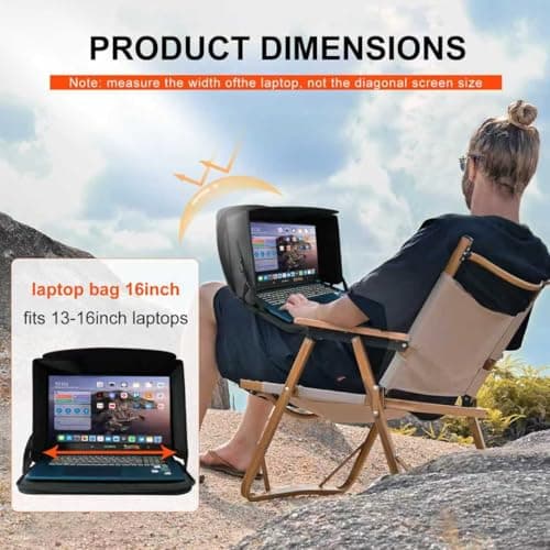Comastbo Fits Up to 16" Laptop Sun Shade Bag for Working Outside Foldable,Beach Working Glare Protection,Travel Easy to Carry.UV-Heat Relective