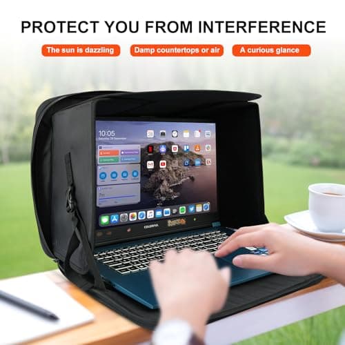 Comastbo Fits Up to 16" Laptop Sun Shade Bag for Working Outside Foldable,Beach Working Glare Protection,Travel Easy to Carry.UV-Heat Relective