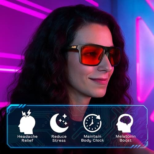 RY586 HD Premium Sleep Glasses P1AS 99.9% Blue Light Blocking Gaming Computer Screen Glasses Reduce Eyestrain & Glare High Contrast Definition UV580 nm